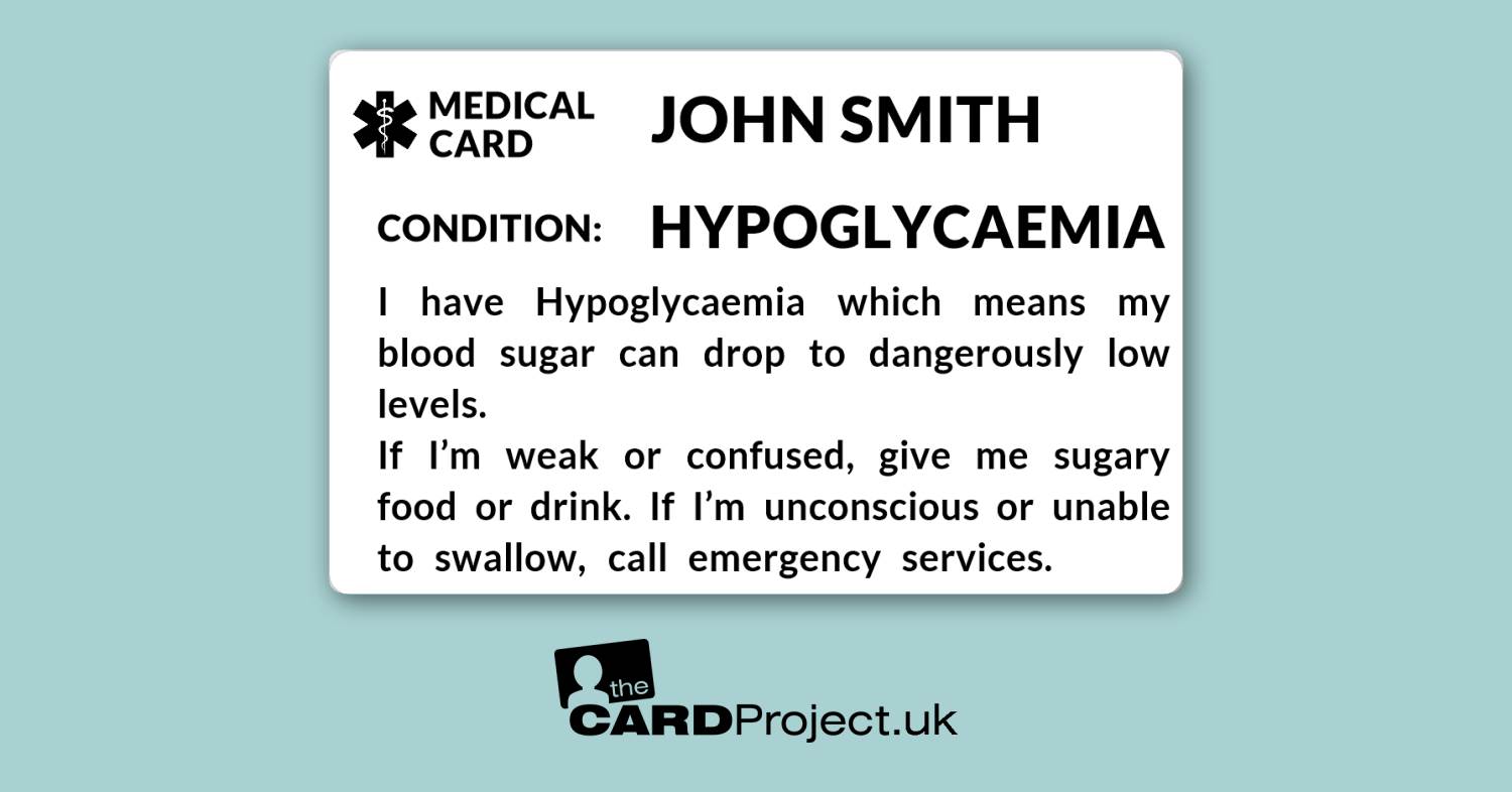 Hypoglycaemia Mono Medical ID Card (FRONT)